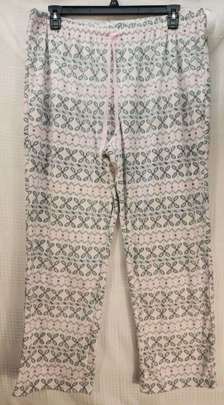 Croft & Barrow Pajama Pants XXL Fleece Loungewear Womens Pink Gray Loungewear